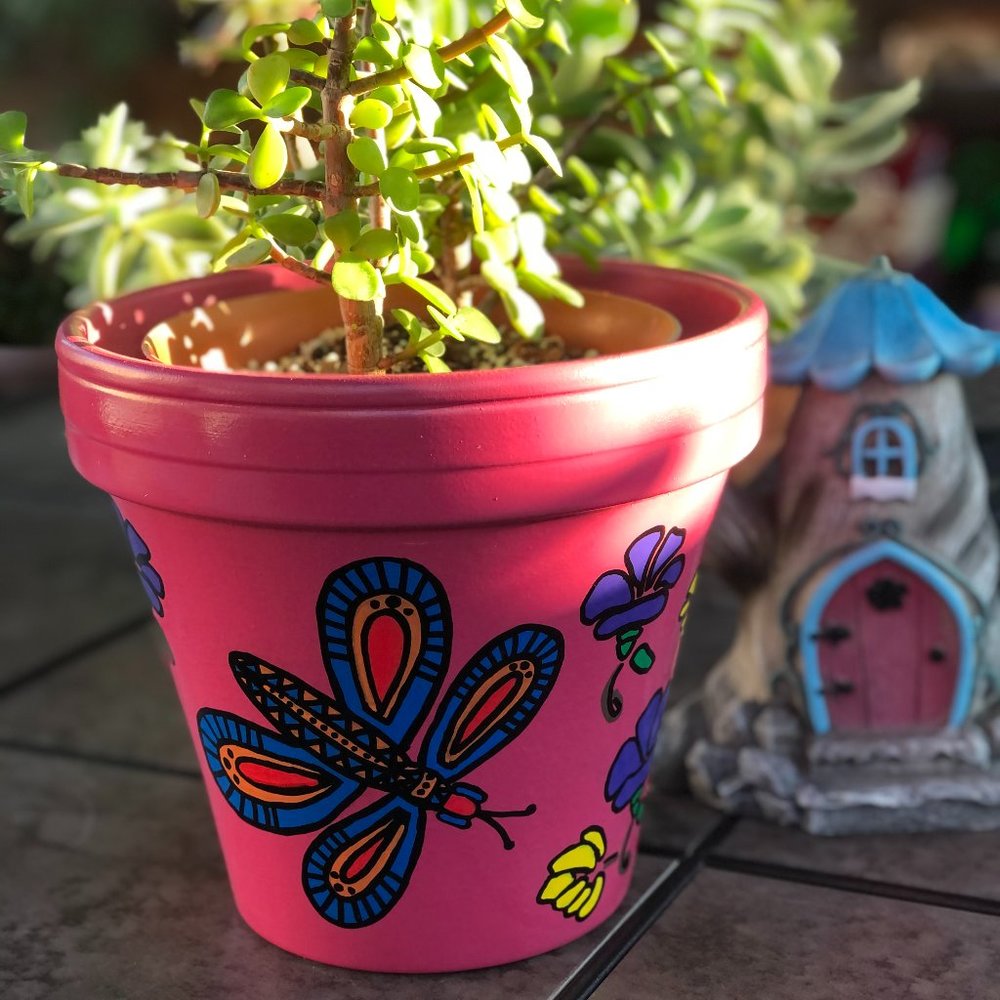 Becoming a Butterfly Hand Painted 8” Planter Pot